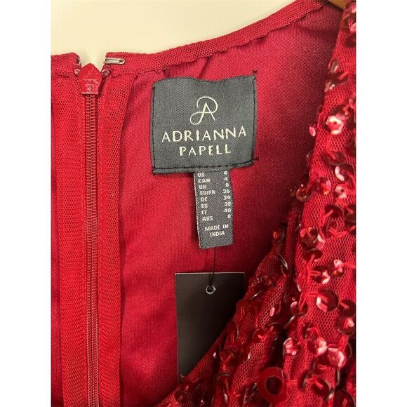 Adrianna Papell Women's Sequined Cowl Neck Sheath Dress Red Size 4​ - Picture 8 of 13